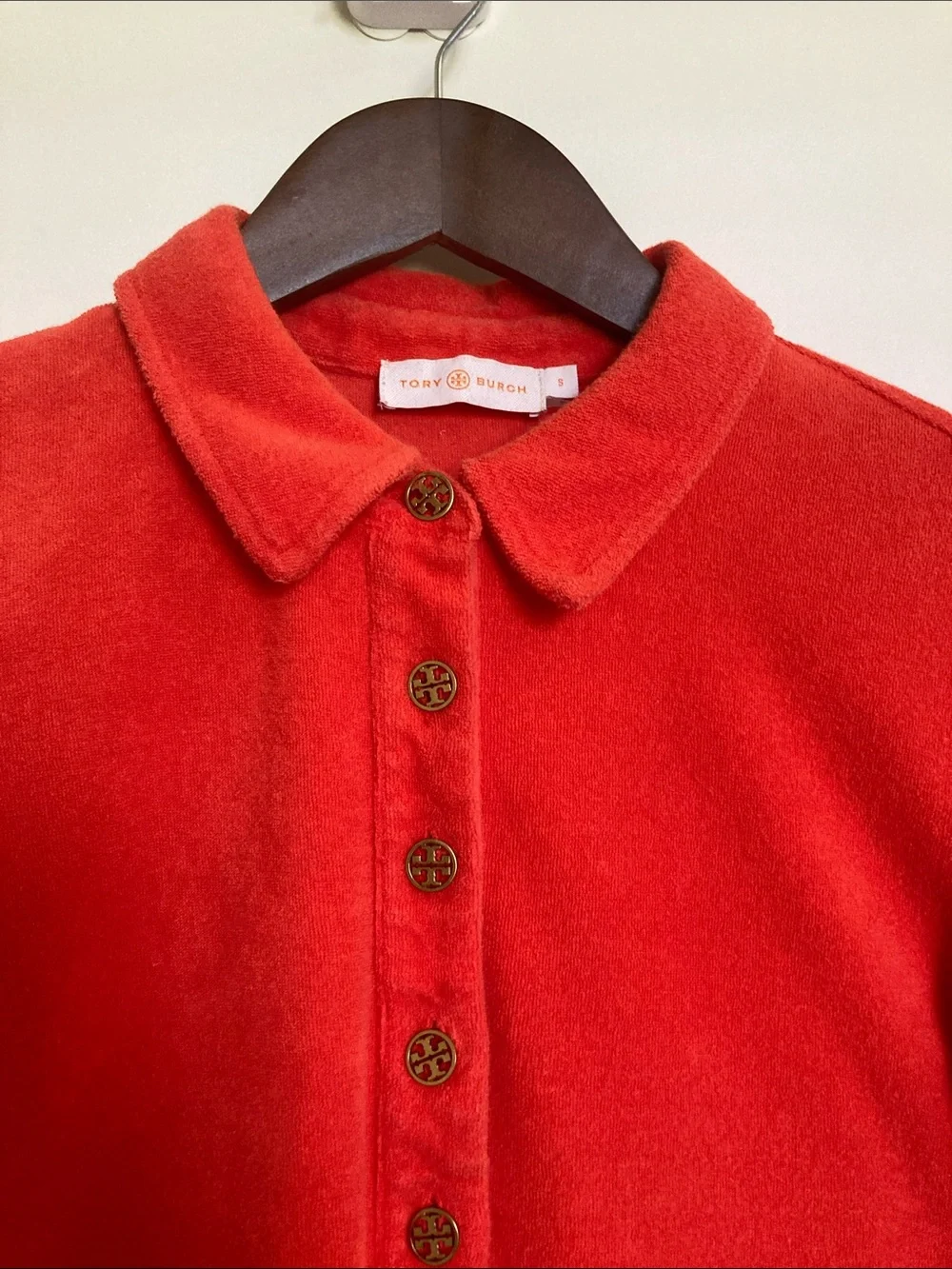 Tory Burch Terry Polo with Logo Buttons